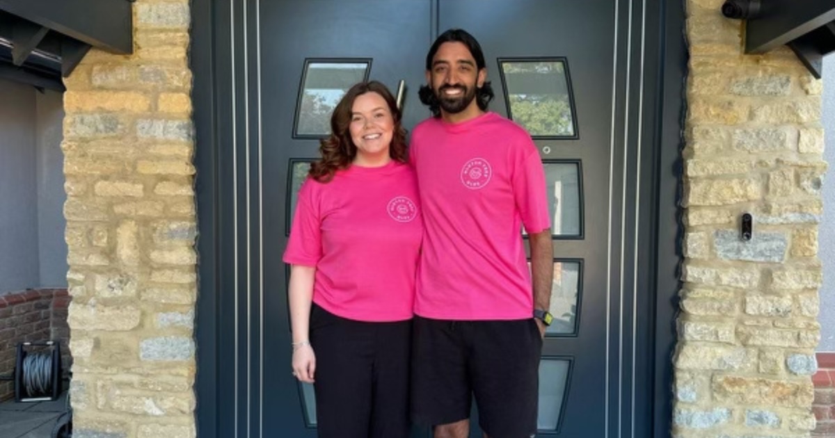 Phili and Ranveer wearing bright pink Gluten Free Glee t-shirts